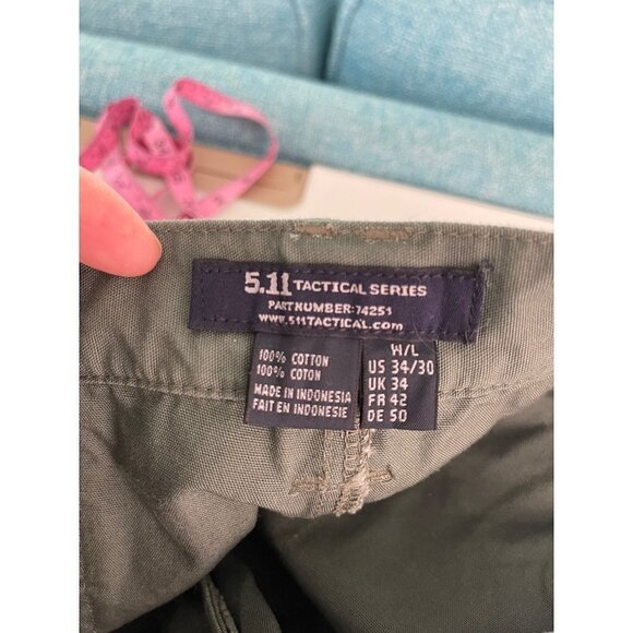 5.11 Tactical Performance Pants Mens Size 34x30 Pure Cotton Canvas 74251 Green - Picture 4 of 9